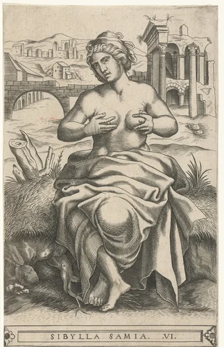 Sibille van Samos by Frans Huys, print, 1546-1562