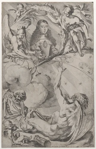 Portrait of Maria Luisa d'Orleans (1662-1689), wife of Charles II of Spain by Giovanni Battista Bonacina, print, 1684-1694