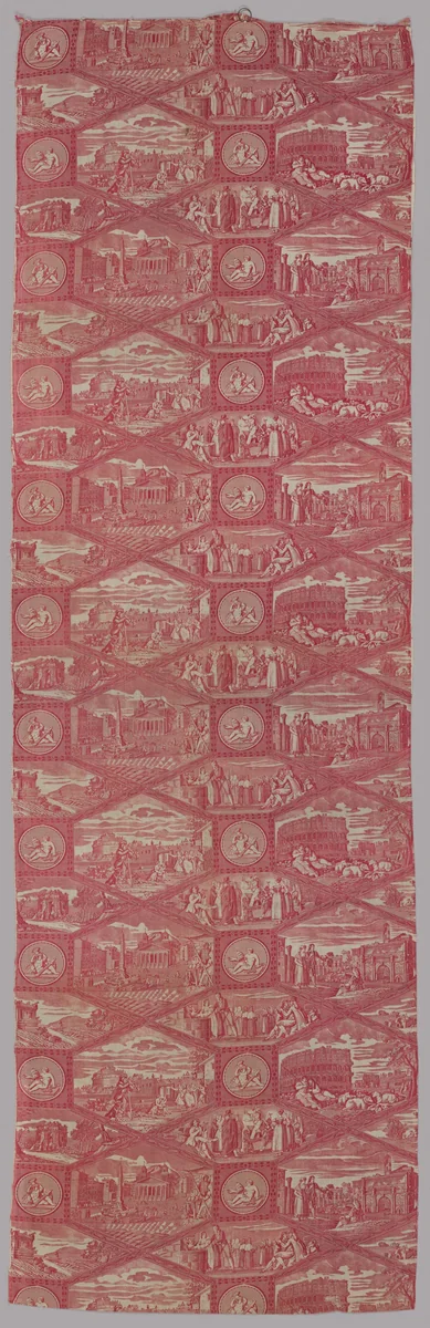 “Scenes of Rome” Furnishing Fabric by France, Rouen, textile, 1811-1819