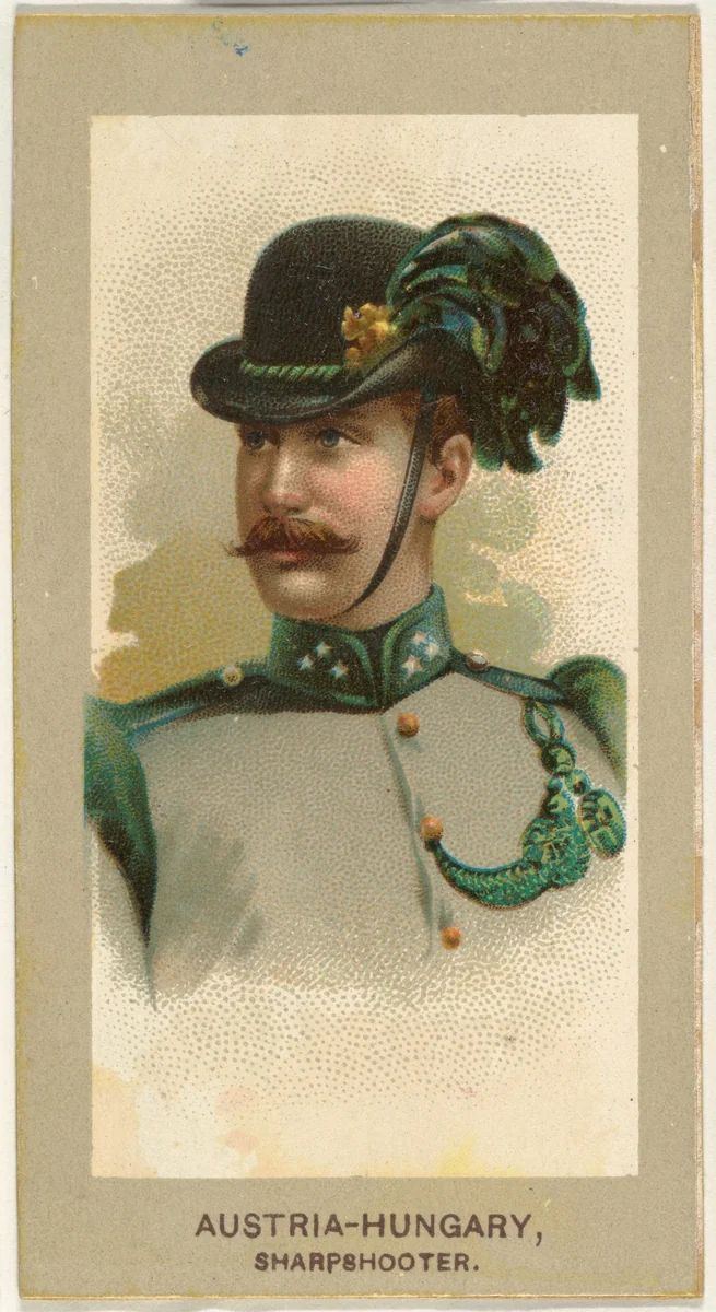 Sharpshooter, Austria-Hungary, from the Military Uniforms series (T182) issued by Abdul Cigarettes by Abdul Cigarettes, print, 1881