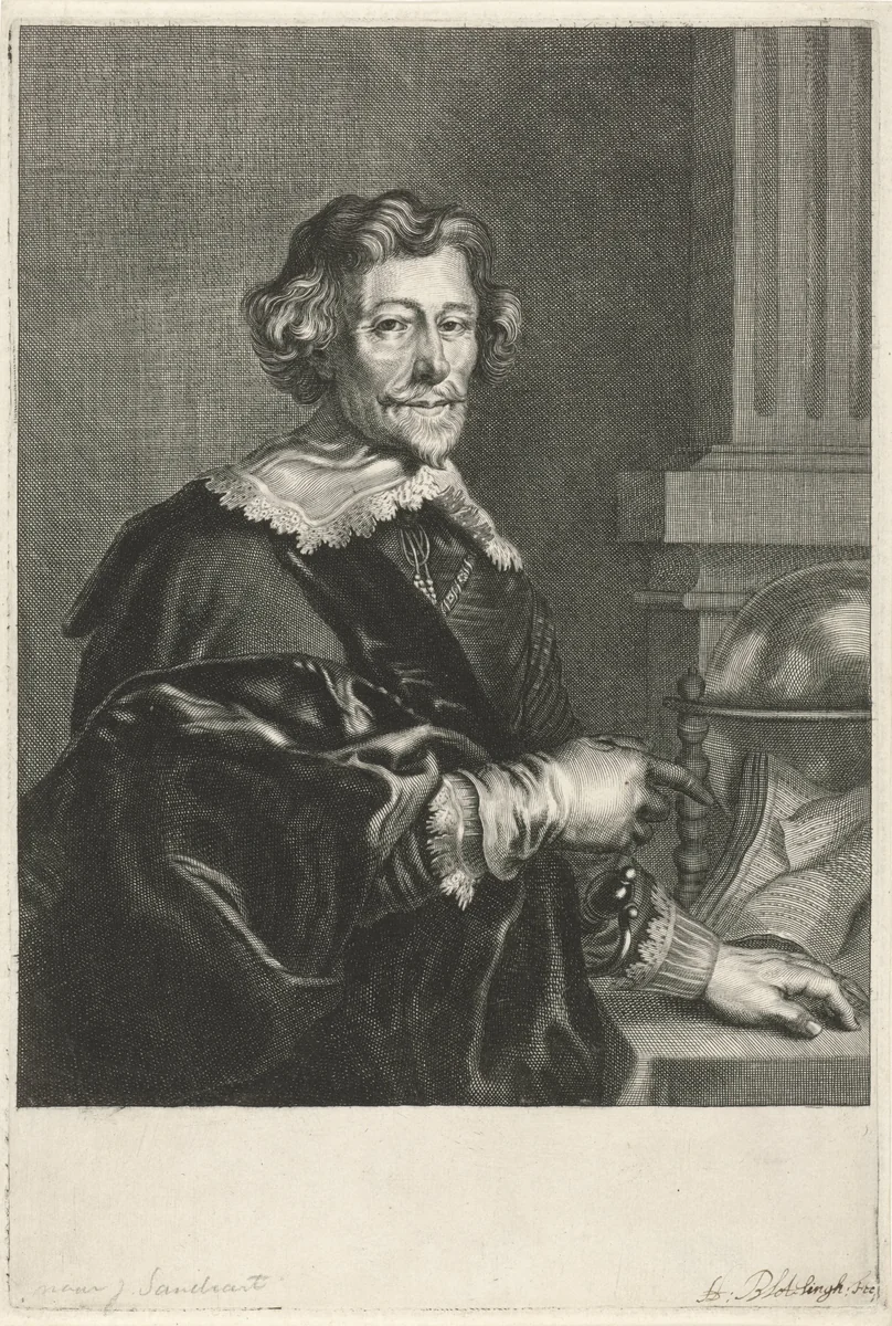 Portret van Pieter Corneliszoon Hooft by Abraham Bloteling, print, 1655-1690