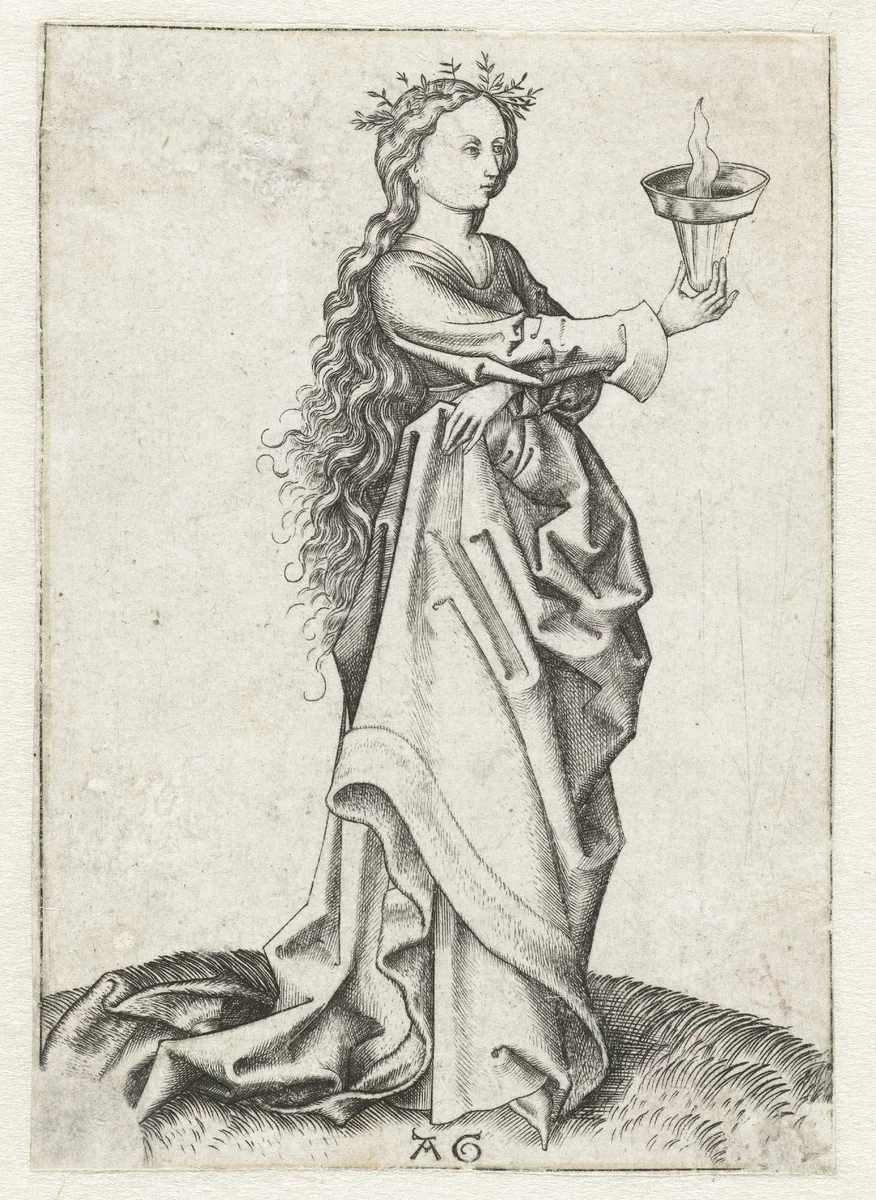 De derde wijze maagd by Unknown, print, 1475-1500