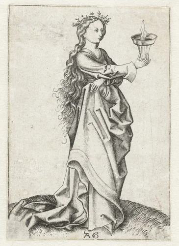 De derde wijze maagd by Unknown, print, 1475-1500