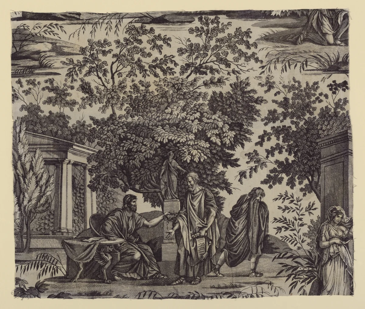 Achille reconnu par Ullysse (Achilles Recognized by Ulysses) (Furnishing Fabric) by Favre-Petitpierre et Cie., textile, 1810-1825