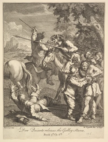Don Quixote releases the Galley Slaves (Six Illustrations for Don Quixote) by William Hogarth, print, 1756