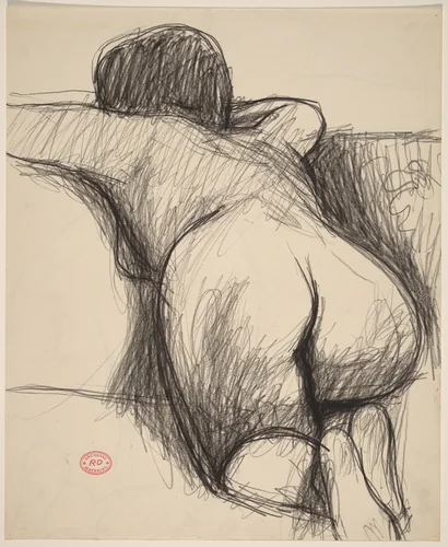 Untitled [back and buttocks view of a kneeling female nude] [recto/verso] by Richard Diebenkorn, drawing, 1955-1967
