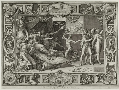 The Calumny of Apelles by Cornelis Cort, print, 1572