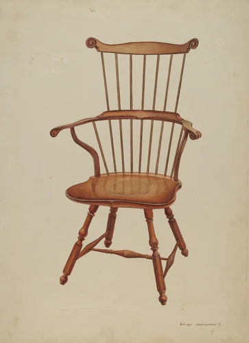 Windsor Comb-back Chair by Ernest A. Towers, Jr., index of american design, 1939