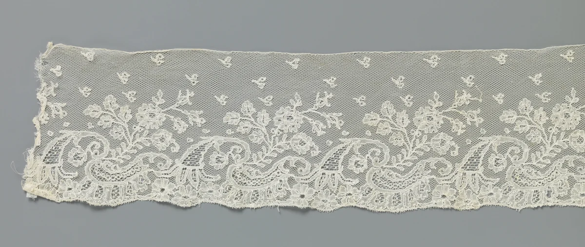 Strook kloskant met rozentak uit sierband met hoorn van overvloed by anonymous, other, 1850