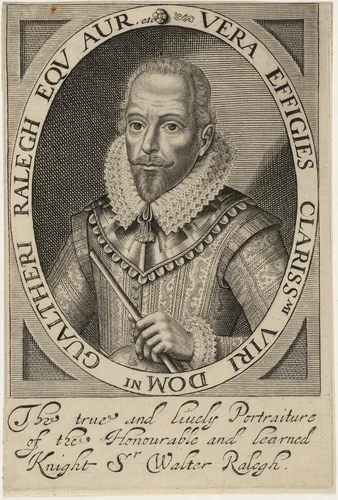 Sir Walter Raleigh by Anonymous Artist; Simon van de Passe, print, 1595-1647