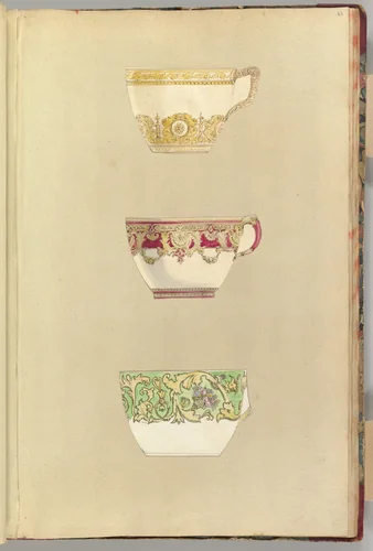 Three Designs for Decorated Cups by Alfred Forrester, drawing, 1845-1855