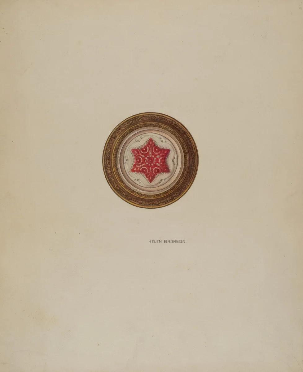 Mirror Support - Red Six Point Star by Helen Bronson, index of american design, 1941
