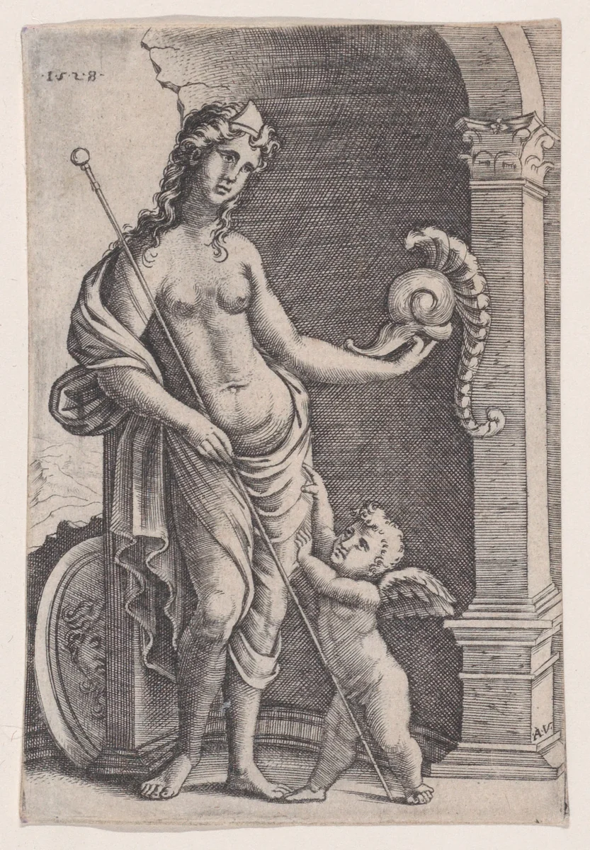 The Love of Glory by Agostino Veneziano, print, 1528