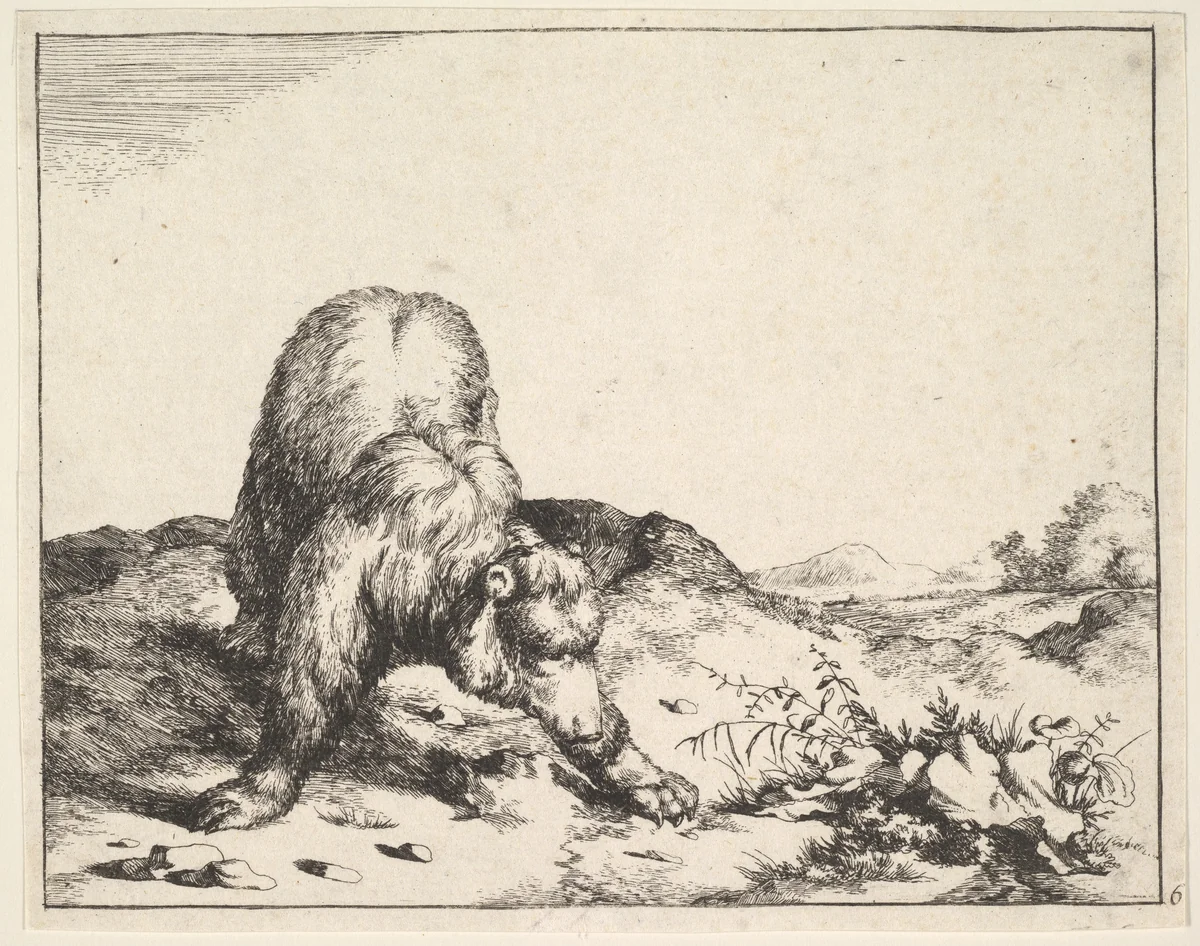 Plate from "The Set of The Bears" by Marcus de Bye, print, 1659-1669