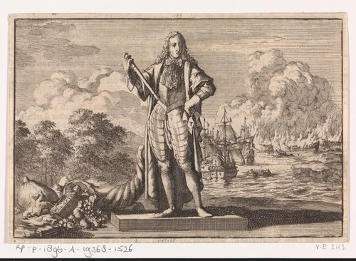 Schilderij ter ere van Cornelis de Witt, 1668 by Jan Luyken, print, 1698
