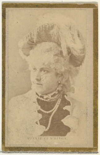 Minnie Cummings, from the Actresses and Celebrities series (N60, Type 2) promoting Little Beauties Cigarettes for Allen & Ginter brand tobacco products by Allen & Ginter, photograph, 1887
