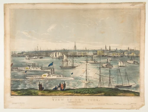 View of New York from Brooklyn Heights by Frances Flora Bond Palmer, print, 1849