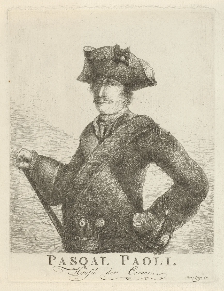 Portret van Pasquale Paoli by Hendrik Kobell, print, 1768