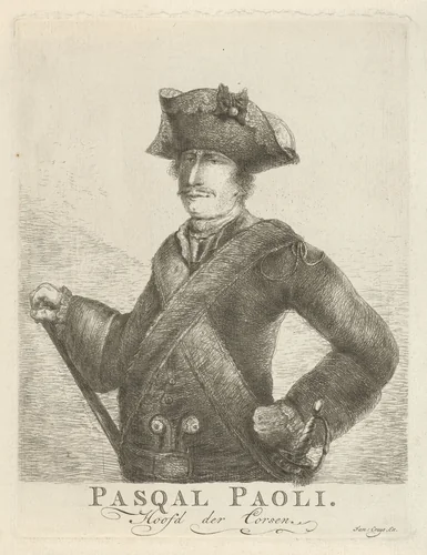 Portret van Pasquale Paoli by Hendrik Kobell, print, 1768