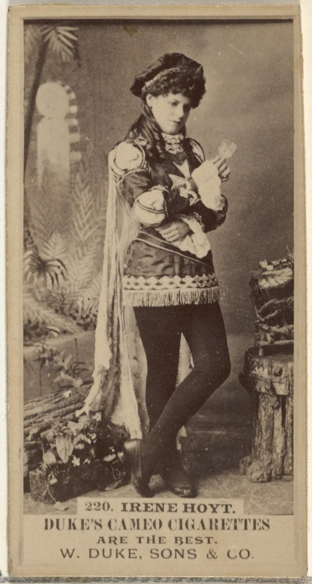 Card Number 220, Irene Hoyt, from the Actors and Actresses series (N145-5) issued by Duke Sons & Co. to promote Cameo Cigarettes by W. Duke, Sons & Co., photograph, 1880-1889