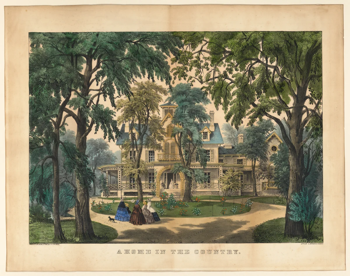 A Home in the Country by Frances Flora Bond Palmer, print, 1857-1868