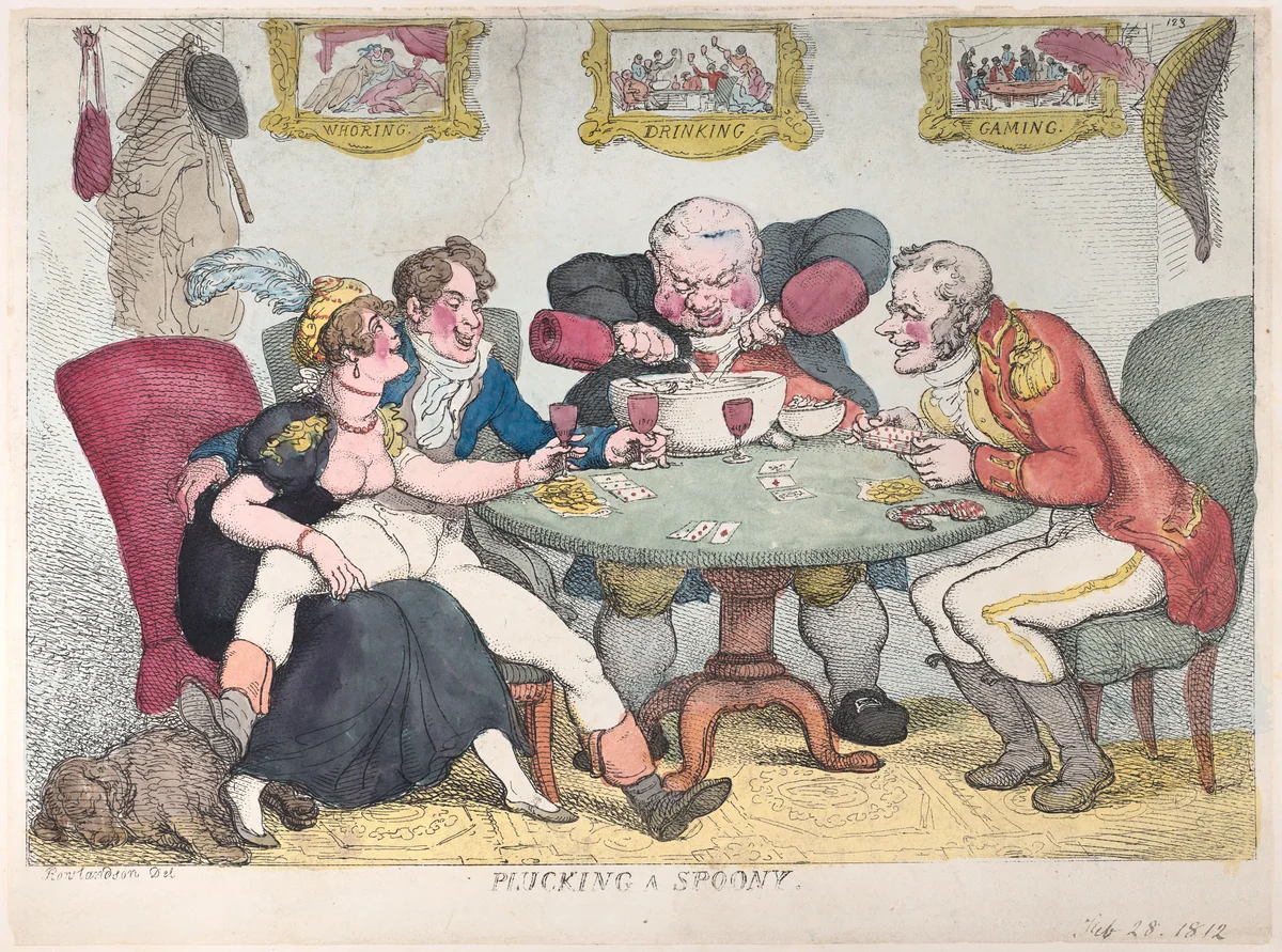 Plucking a Spoony by Thomas Rowlandson, print, 1812