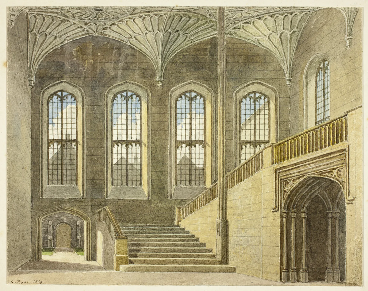 Entrance Hall, Christchurch, Oxford by George Pyne, painting, 1869