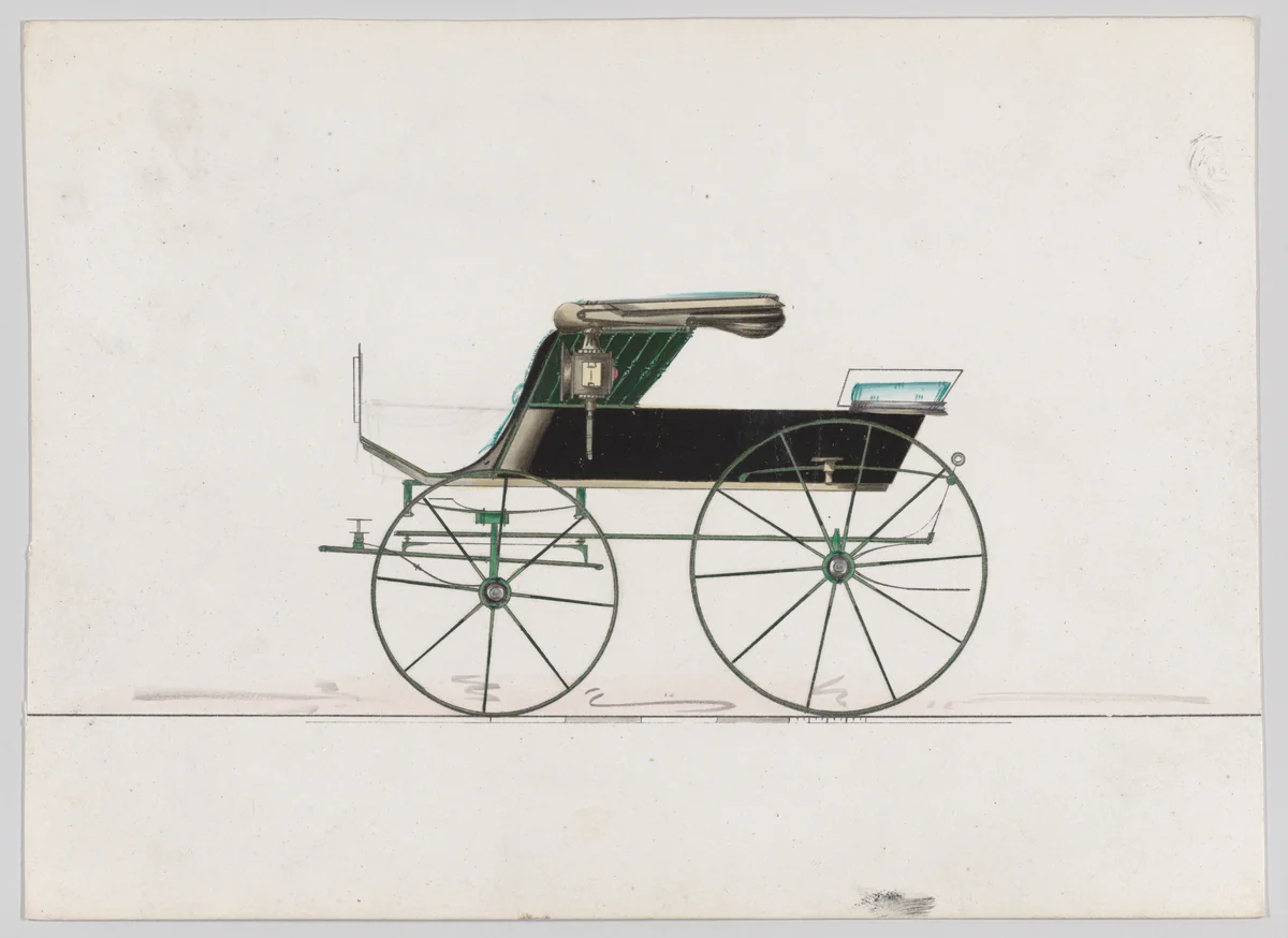 Design for Stanhope Phaeton by Brewster & Co., drawing, 1850-1870