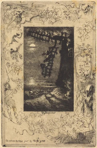 On allume les cierges pour les Morts (They light candles for the dead) by Félix-Hilaire Buhot, print, 1878