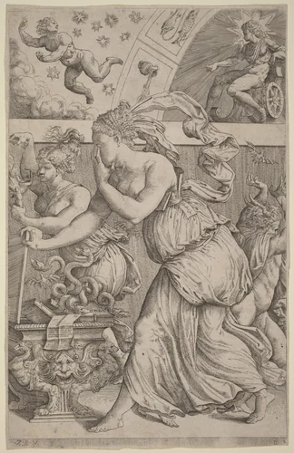 Pandora Opening Her Box by Master Z.B.M., print, 1557