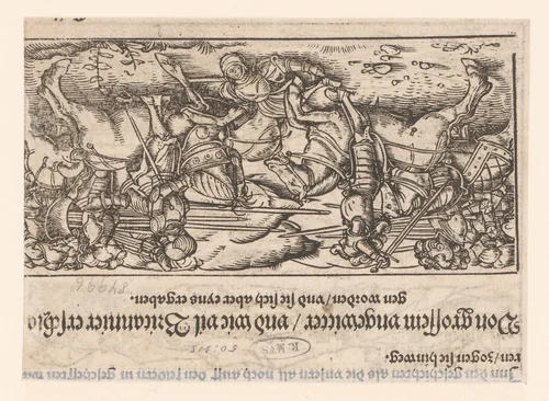 Gevecht tussen ruiters by anonymous, print, 1500-1599