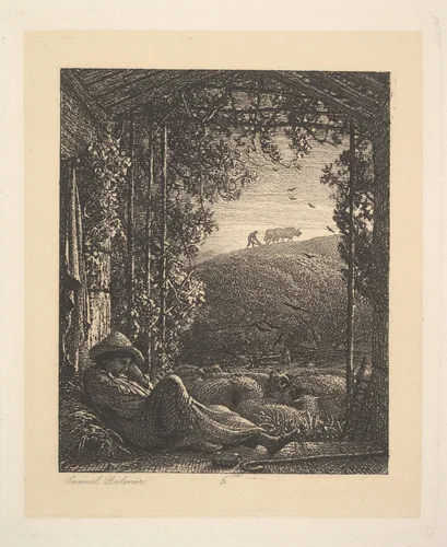 The Sleeping Shepherd, Early Morning by Samuel Palmer, print, 1857