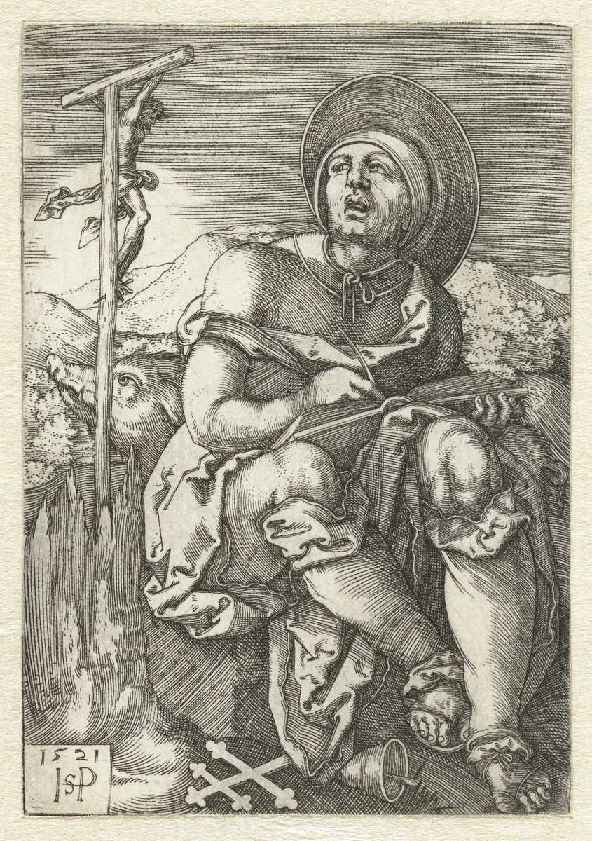 Heilige Antonius de Grote als kluizenaar by Unknown, print, 1521