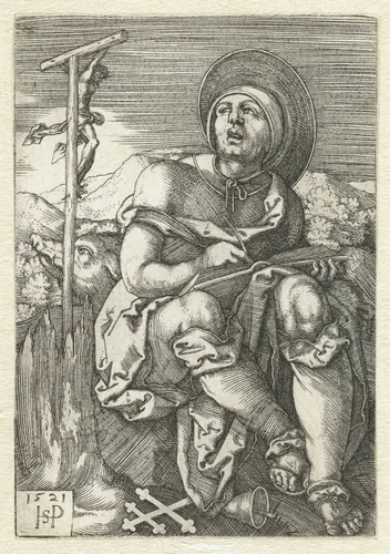 Heilige Antonius de Grote als kluizenaar by Unknown, print, 1521