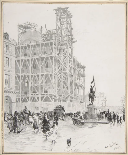 Place des Pyramides, Paris by Giuseppe de Nittis, drawing, 1878-1888