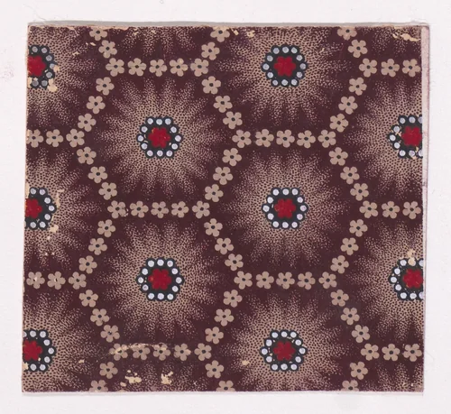 Textile Design with a Honeycomb Pattern Formed with Small Rosettes and with Alternating Rows of Rosettes Framed by Pearls by anonymous, drawing, 1840