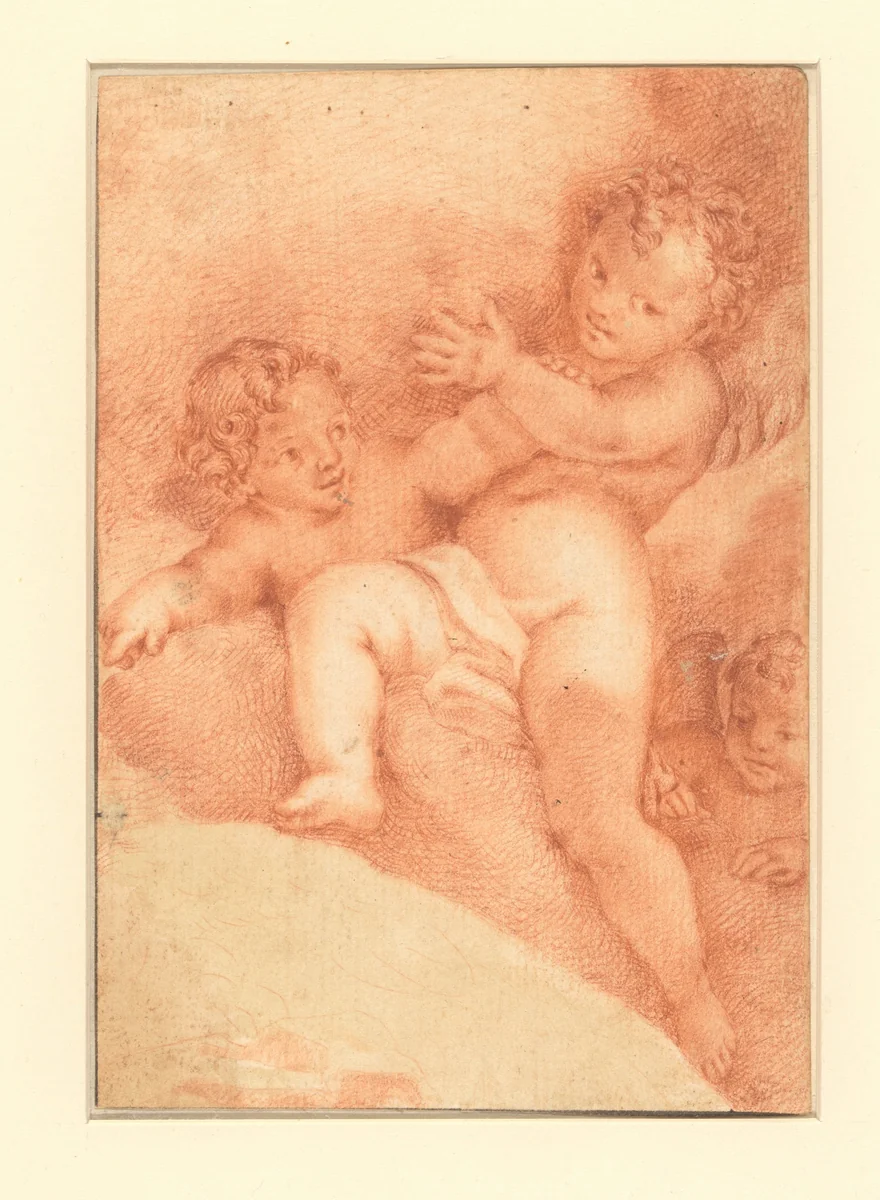 Drie engeltjes by anonymous, drawing, 1700-1800