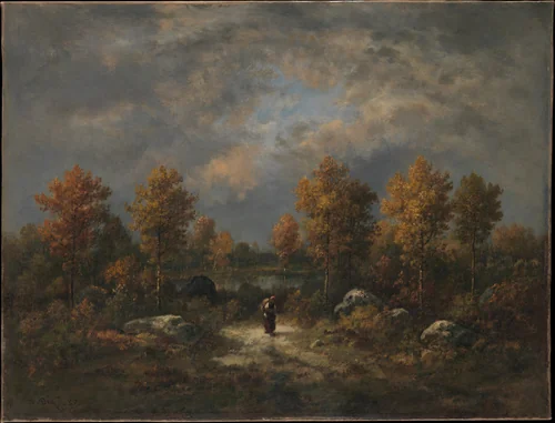 Autumn: The Woodland Pond by Narcisse Virgile Diaz de la Peña, painting, 1867