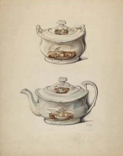 Sugar Bowl and Teapot by Frances Lichten, index of american design, 1936
