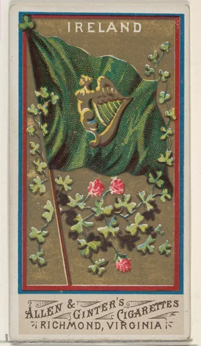 Ireland, from Flags of All Nations, Series 1 (N9) for Allen & Ginter Cigarettes Brands by Allen & Ginter, print, 1887