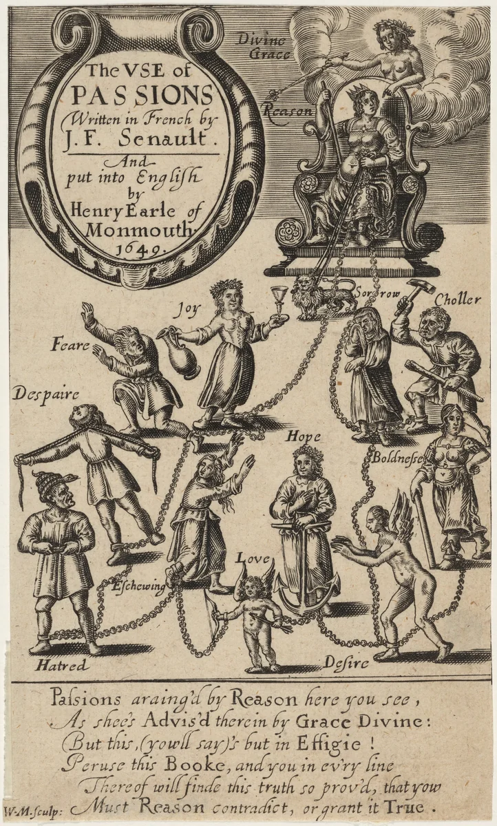 Title Page to J.F. Lenault, The Use of the Passions by William Marshall, print, 1649