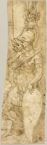 Three Roman Soldiers by Giambologna, drawing, 1500-1599