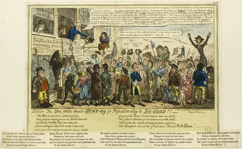 The Spafields Orator Hunt-ing for Popularity to Do-good!!! by George Cruikshank, print, 1817