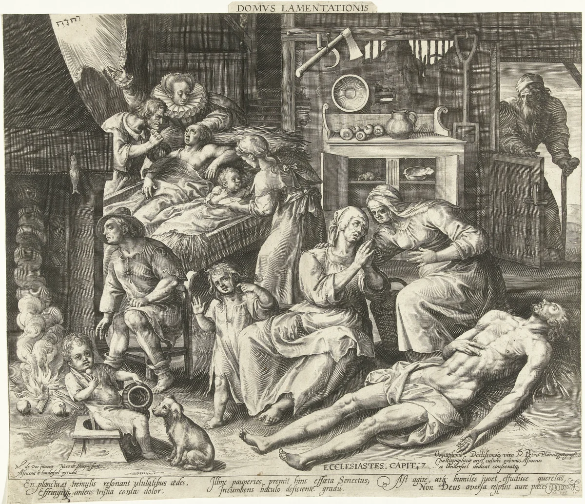 Een huis vol rouw by Unknown, print, 1581-1656