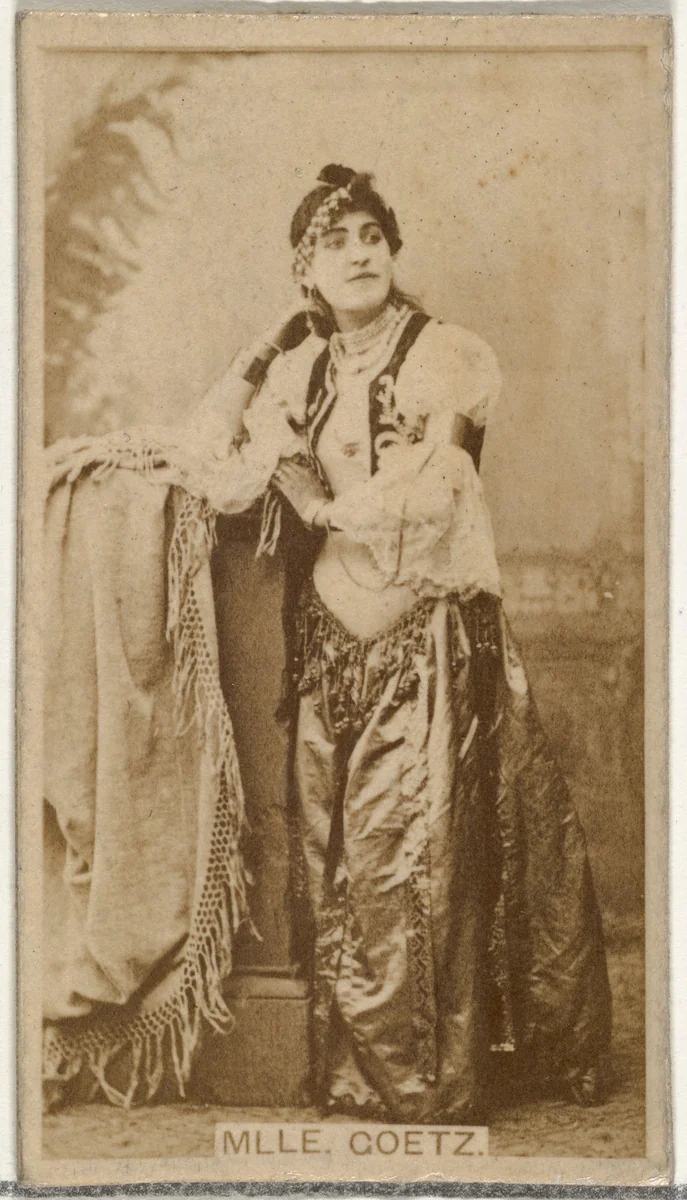 Mlle. Goetz, from the Actors and Actresses series (N145-8) issued by Duke Sons & Co. to promote Duke Cigarettes by W. Duke, Sons & Co., photograph, 1890-1895