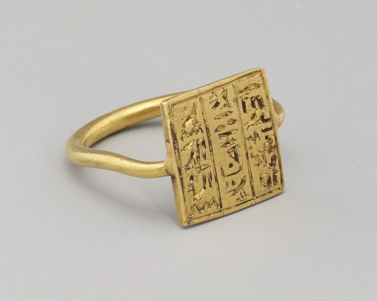 Ring Inscribed with Hieroglyphs by Egyptian, metalwork, -305--30
