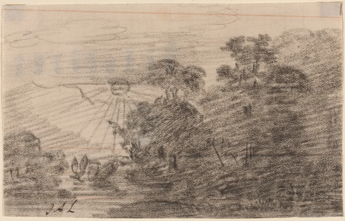 Sunset above a Mountain Lake by Jean Antoine Linck, drawing, 1766-1843