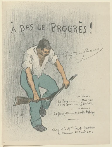 Program for Down with Progress! (A bas le progrès!) from The Beraldi Album of Theatre Programs by Henri Gabriel Ibels, print, 1894