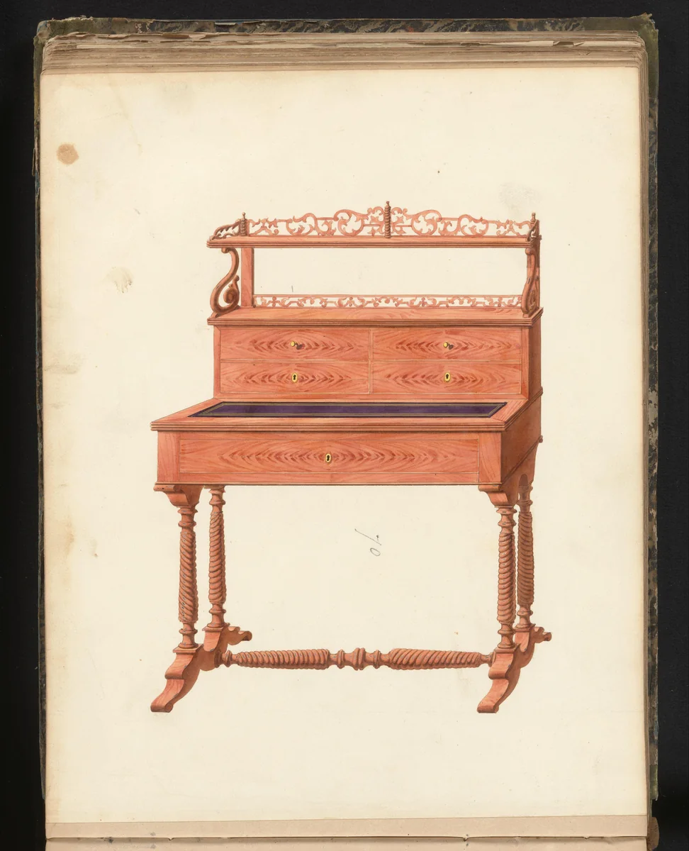 Ontwerp voor een damesbureau by anonymous, drawing, 1825-1839