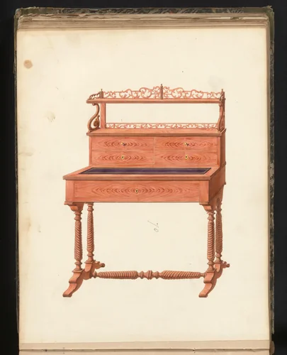 Ontwerp voor een damesbureau by anonymous, drawing, 1825-1839
